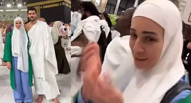 Damla Can sevgilisiyle kutsal topraklarda! Başörtülü haliyle takipçilerinin karşısına çıktı